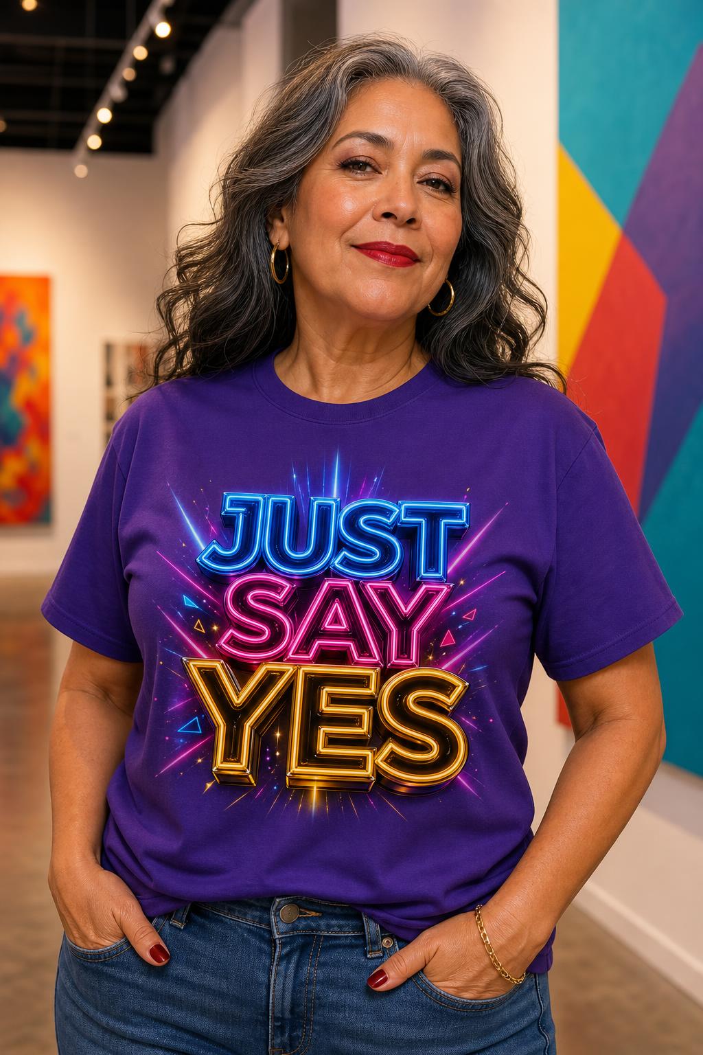 Just Say Yes Neon Graphic T-Shirt