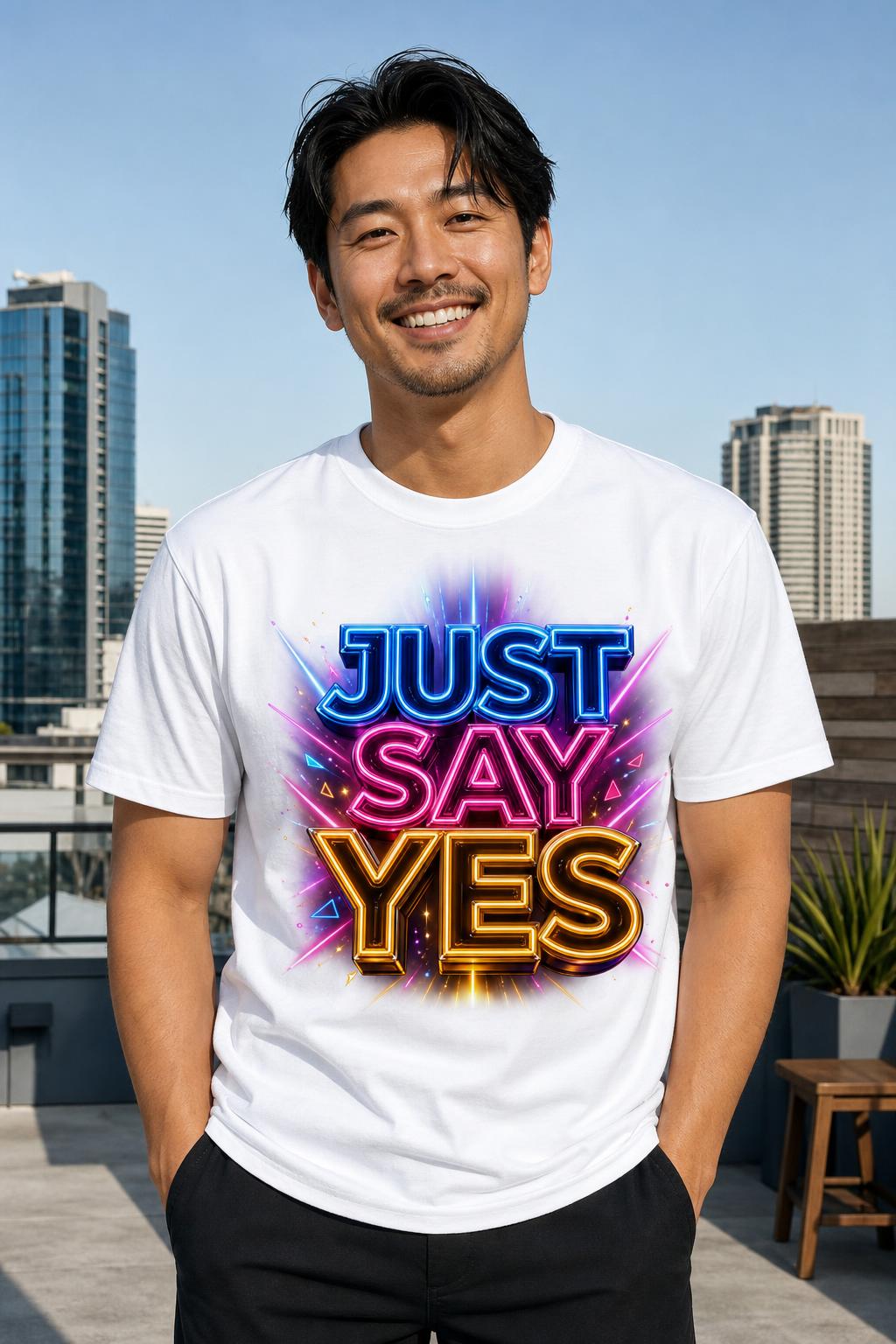 Just Say Yes Neon Graphic T-Shirt