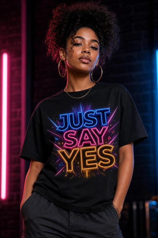 Just Say Yes Neon Graphic T-Shirt
